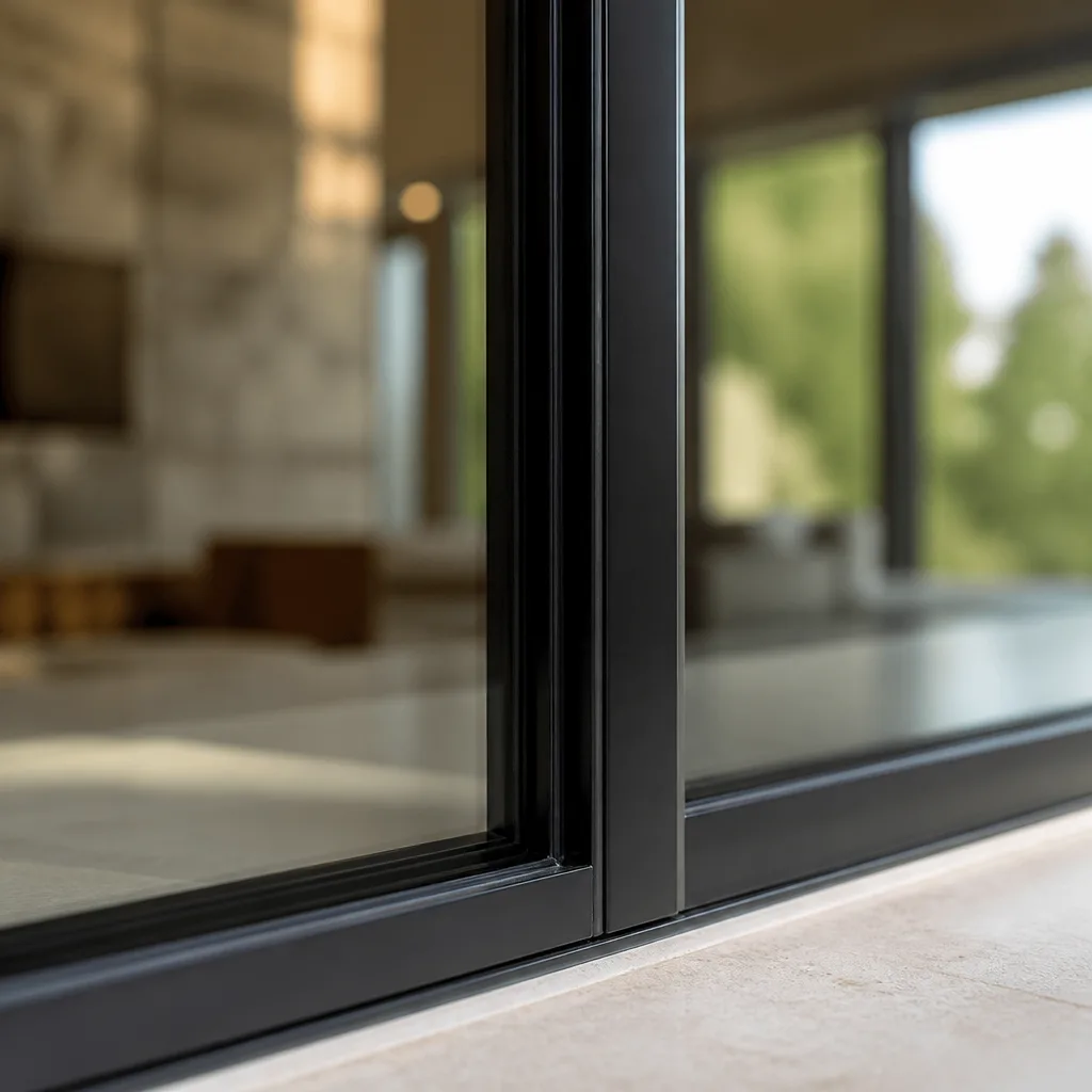 Modern black sliding window frame with professional architectural finish